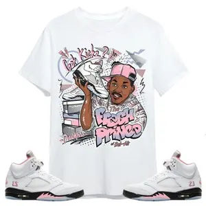 5 Medium Soft Pink 35th Anniversary Shirt, 5 35th Anniversary Graphic T-Shirt, Fresh Sneaker 90s Tee Match Sneaker, Full Color