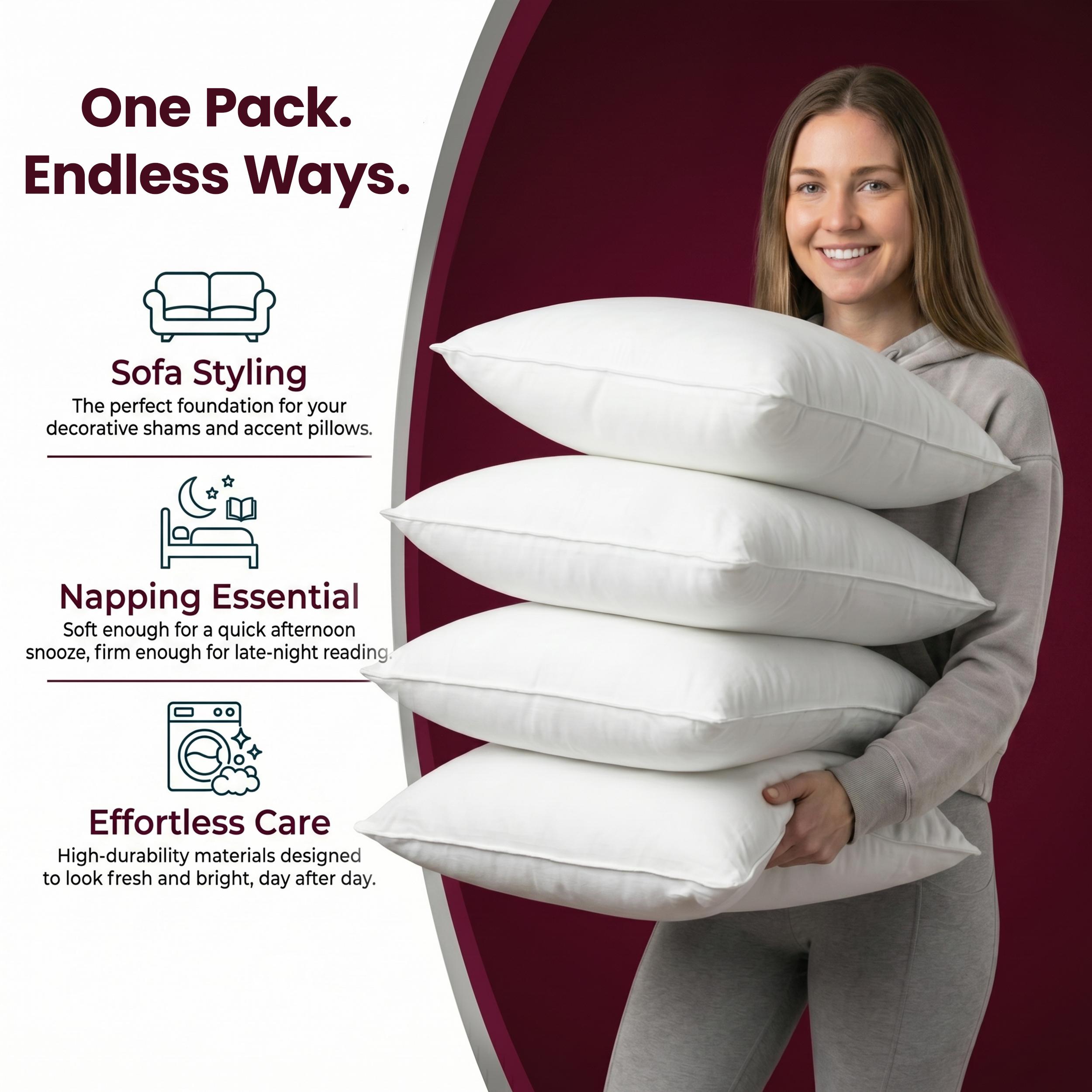 Utopia Bedding White Soft Throw Pillow Inserts – Pack of 4 – Plush Brushed Fabric, Breathable & Durable – Supportive Memory Foam for Sofa, Couch & Bed Decorative Cushion Utopia Bedding White Soft Throw Pillow Inserts – Pack of 4 – Plush Brushed Fabric, Breathable & Durable – Supportive Memory Foam for Sofa, Couch & Bed Decorative Cushion