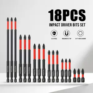 6/12/18/24pcs Tungsten Carbide Magnetic Screwdriver Bit Set S2 1/4" Shank Phillips & Impact Bits Red Black for Electric Manual Screwdrivers Home Renovation Tools high Torque Wrench