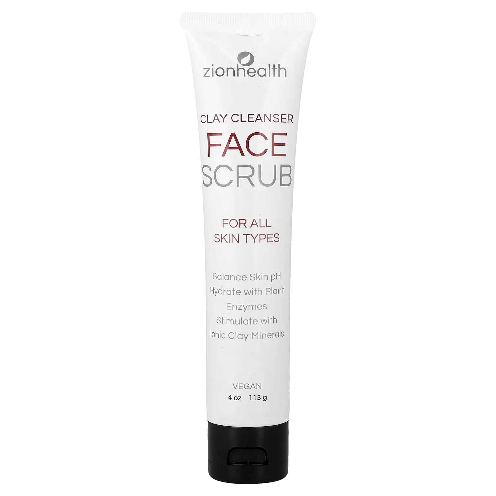 Zion Health Clay Cleanser Face Scrub, For All Skin Types, 4 oz (113 g)