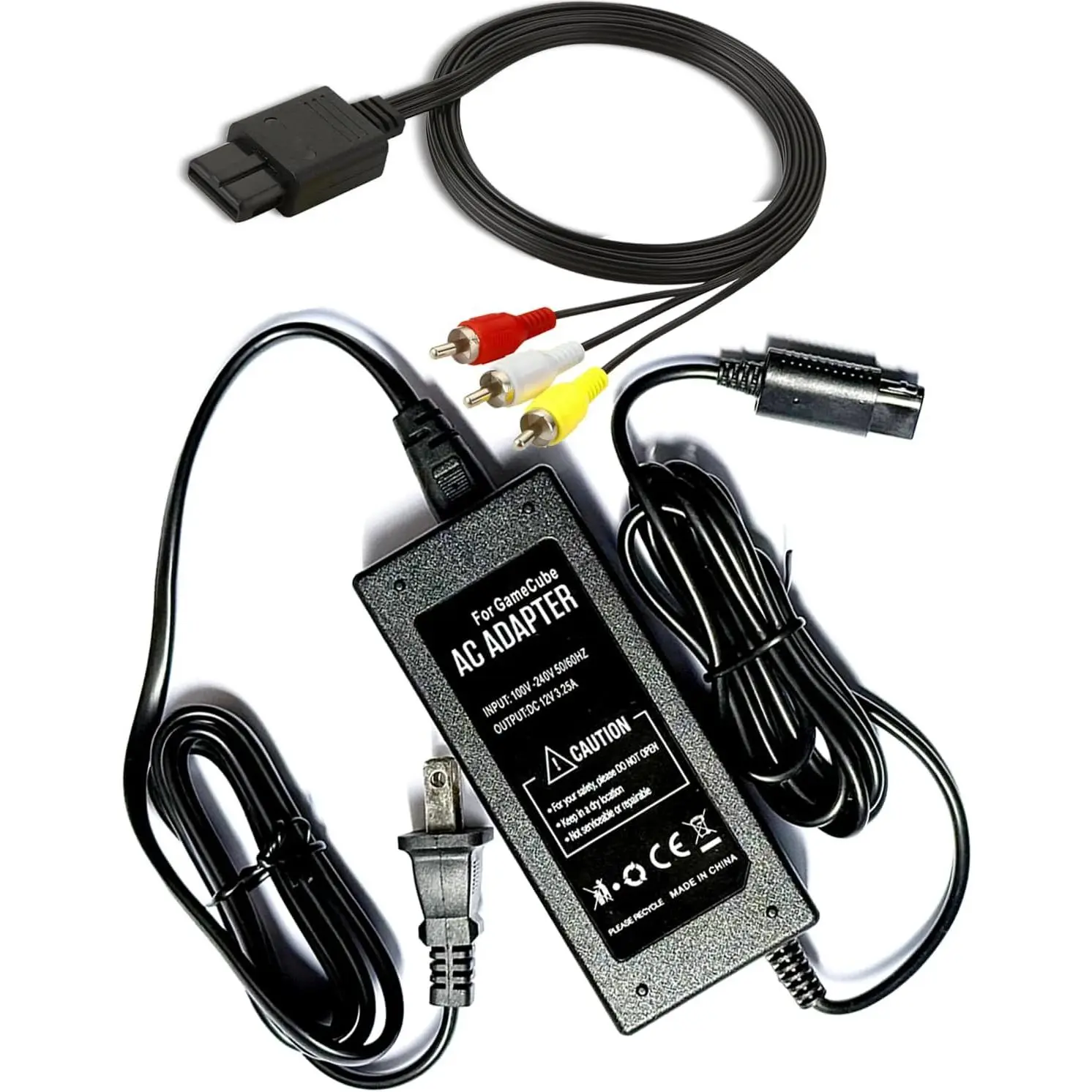 AC Power Supply and AV Cable for Gamecube, AC Power Supply Adapter for Gamecube NGC System,Power Cord Compatible Nintendo Gamecube Console
