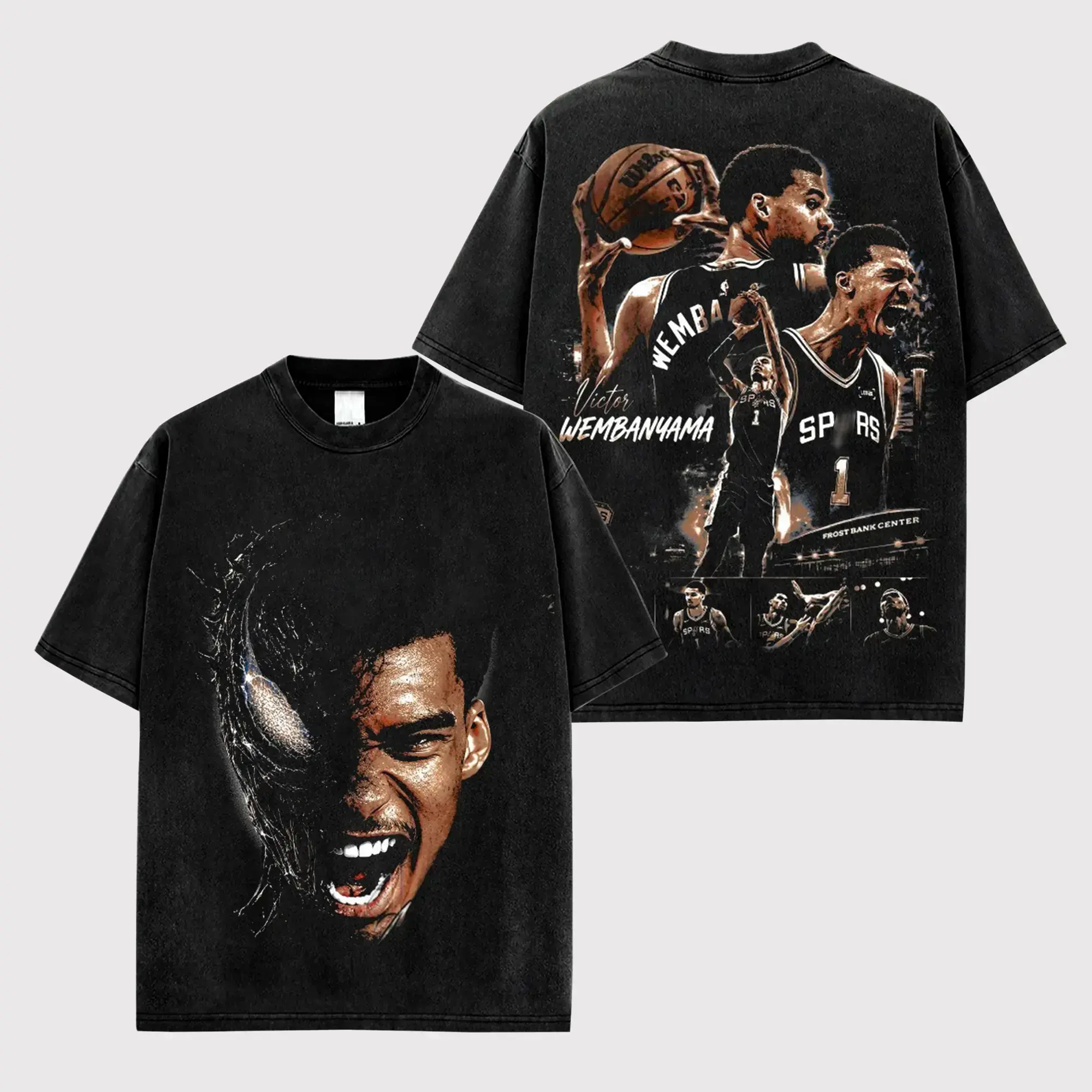 Washed Cotton Victor Wembanyama Basketball Shirt Big Face Alien Graphic Tee Spurs Nation Fans Game Day Fit Vintage Streetwear Y2K Heavy Oversized Top Men Women French Vanilla Hector Banana Bread Sports Gift Retro Hoops Clothing Hip Hop Tee Trending