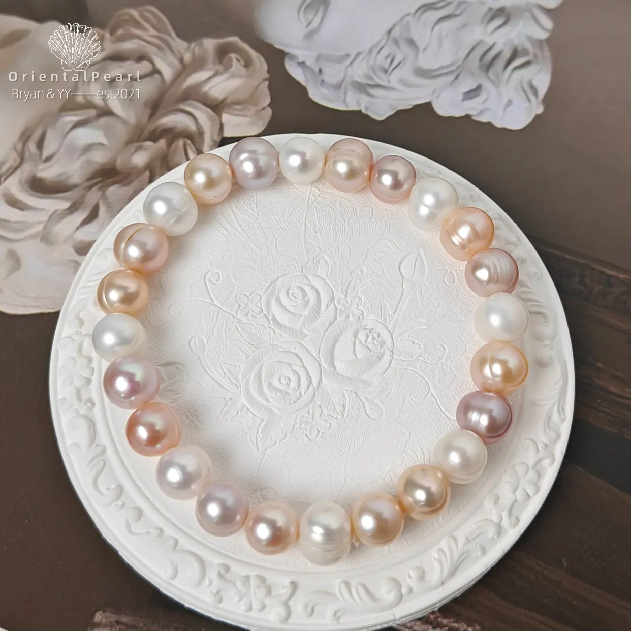 B01-Candy Glow-Nucleated-Free Freshwater Pearl Bracelet,White or Candy Color Options,Soft Luster Natural Pearl Beaded Bracelet,Everyday Jewelry Gift.