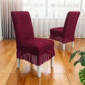 2/4/6 PCS, Seersucker Chair Cover, Soft, Elegant, Dustproof, High Elastic Chair Cover, Suitable For Restaurants, Living Rooms, Hotels And Other Decorative Supplies Can Be Used Repeatedly, Multi-Color Choice