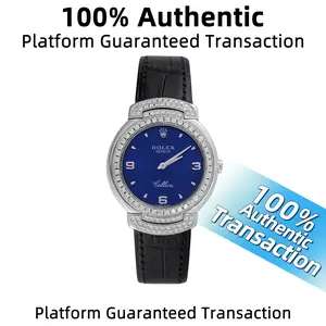 Rolex Cellini 6622 — upgraded with diamond bezel  Quartz movement 32mm case with a blue dial  18K white gold with diamonds on the back Ladies’ watch WHT029895