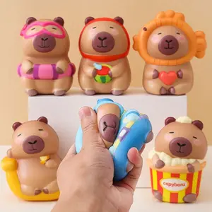 1/3pcs - Hot Selling Capybara squeeze toy, cute animal decompression toy, classroom reward, basket filler, perfect holiday gift， Capybara Relaxation Toy - Fast Bounce, Durable Rubber, Unique Animal Squeeze Toy, Great for Party Favors and Holiday Gifts.