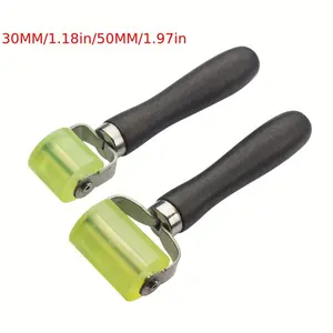 Dual-size automotive sound insulation roller tool - 30mm and 50mm noise reduction pressure rollers, equipped with ergonomic black handles, for heat insulation and soundproofing effects.