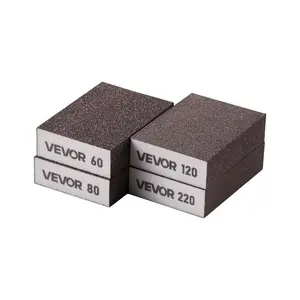 VEVOR Sanding Sponge, 4 Pcs, 60/80/120/220 Grit Assortment, Washable and Reusable Sanding Blocks for Dry Wet Use, Coarse to Fine Sandpaper Blocks, for Polishing Drywall Wood Plastic Metal Furniture
