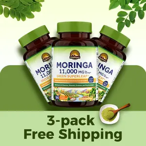 3pack Vitalitown Moringa Capsules 11,000 MG, Organic Moringa Supplement,  No Sticks, No Caffeine, Moringa Oleifera, Energy, Appetite, 90 Capsules