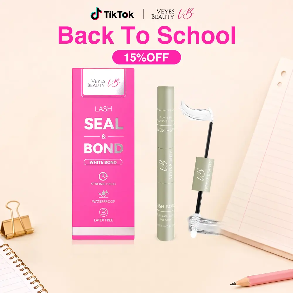 backtoschool VEYESBAEATY Lash Bond & Seal  White Waterproof 2 in1 Cluster Lash Glue for Eyelash Extensions Long Lasting Strong Hold Individual Makeup Cosmetic,sunscreen,back to school