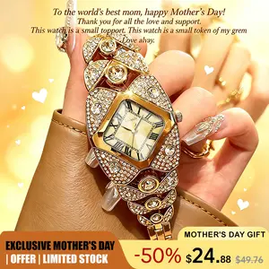 [Best Mother' s Day Gift 2026] Luxury Full Diamond Bangle Bracelet Watch Women's Fashion Stainless Steel Quartz Wristwatch 30M Waterproof Elegant Stylish Unique Gift for Wife and Mother Bling Jewelry