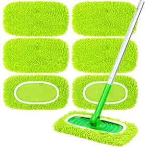 6-Pack Reusable Mop Pads Fit , Durable High Absorption,Microfiber Cleaning Mop Pads Refill for Dry Sweeping & Wet Mopping Replacement