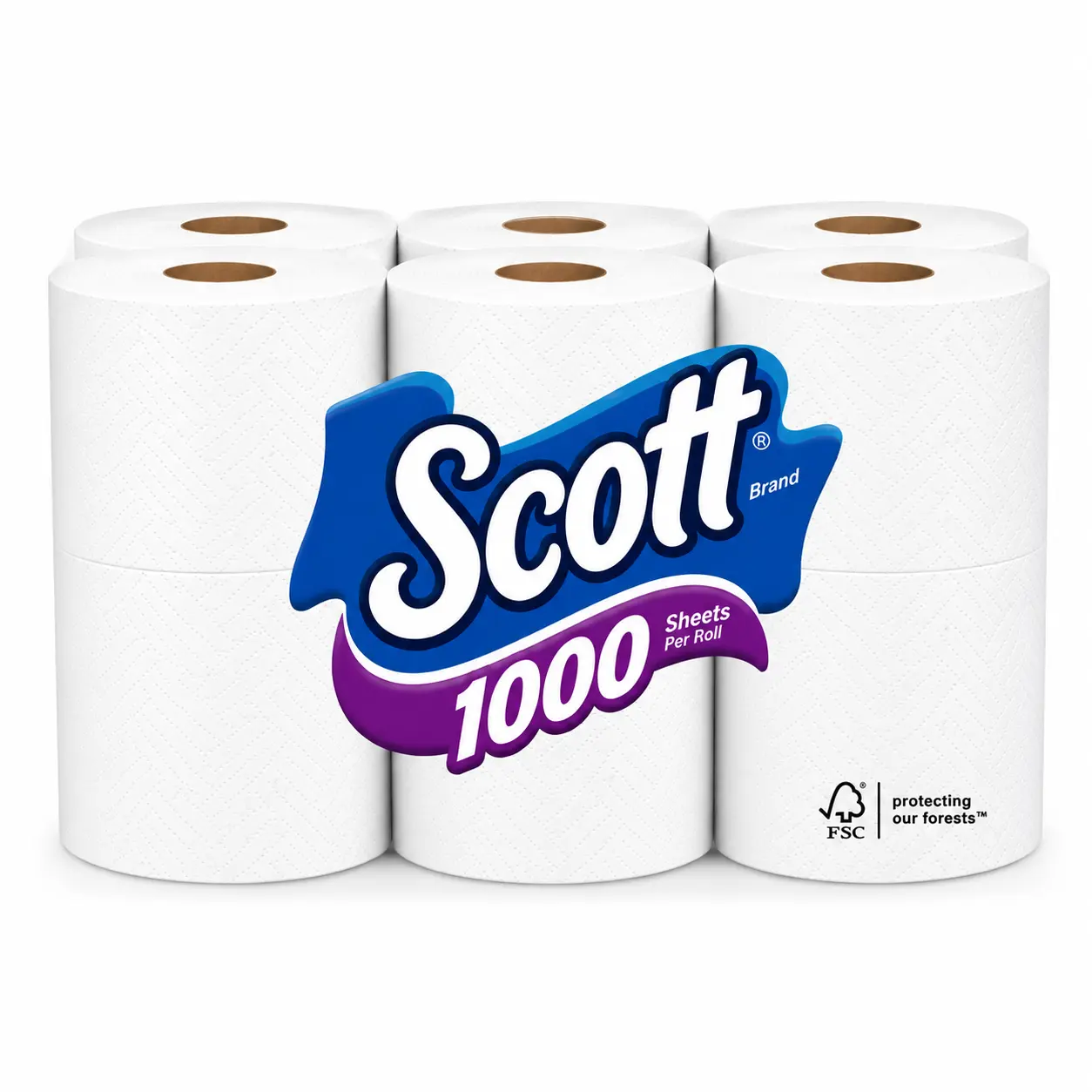 Scott 1000 Toilet Paper, 12 Rolls, 1,000 Sheets per Roll