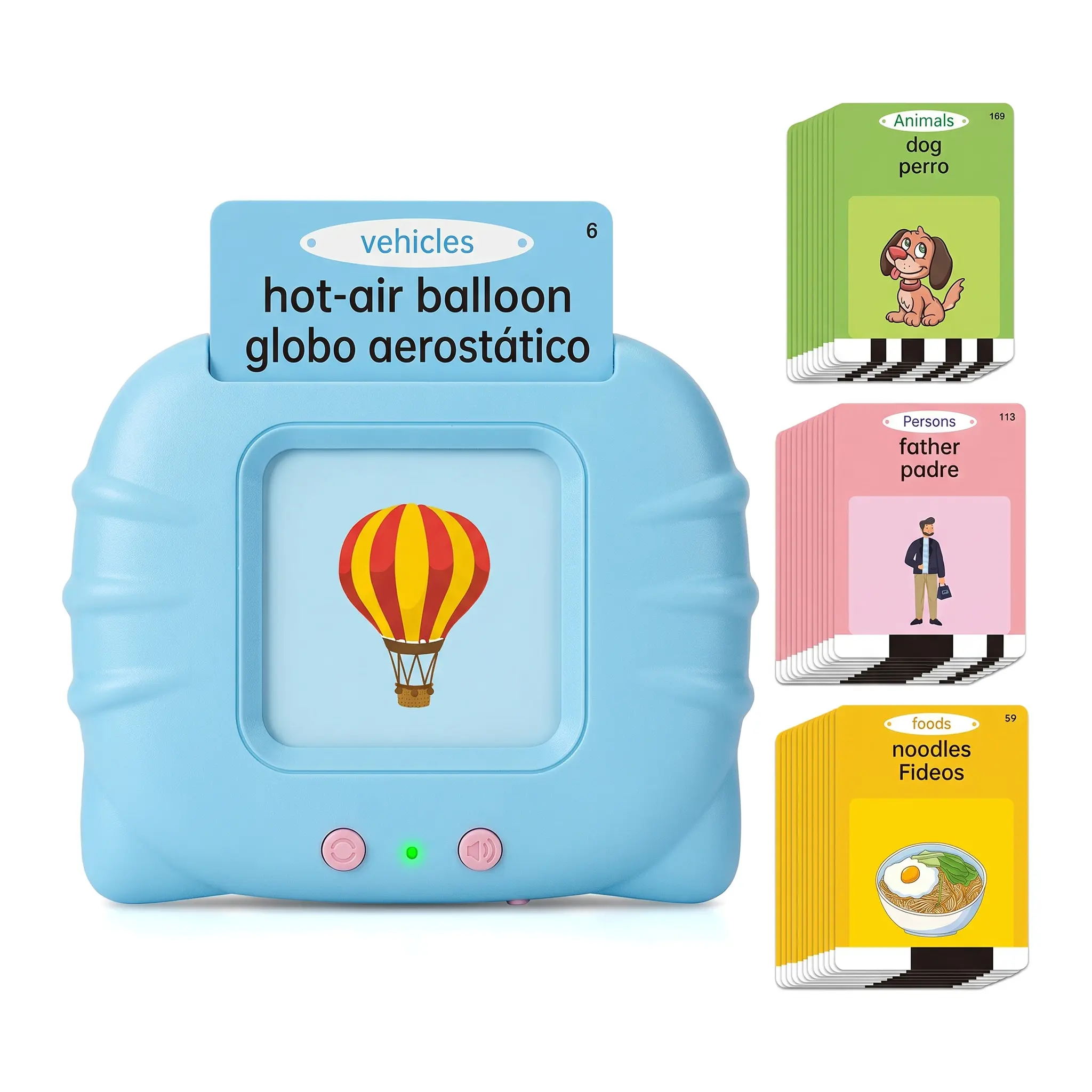 224-Word Conversation Flashcards, Sensory Learning Toy for Autistic Children - Supports Early Literacy, Montessori Education, Bilingual Spanish-English Development