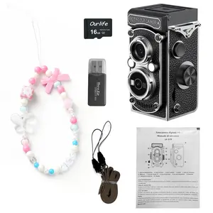 Portable Mini Digital Camera, Halloween Christmas Gift, Vintage Hand-Cranked Dual Lens, Optical Zoom, Auto Focus, Cmos Sensor, Handheld Vlogging Camera, Electronic Portable Camera