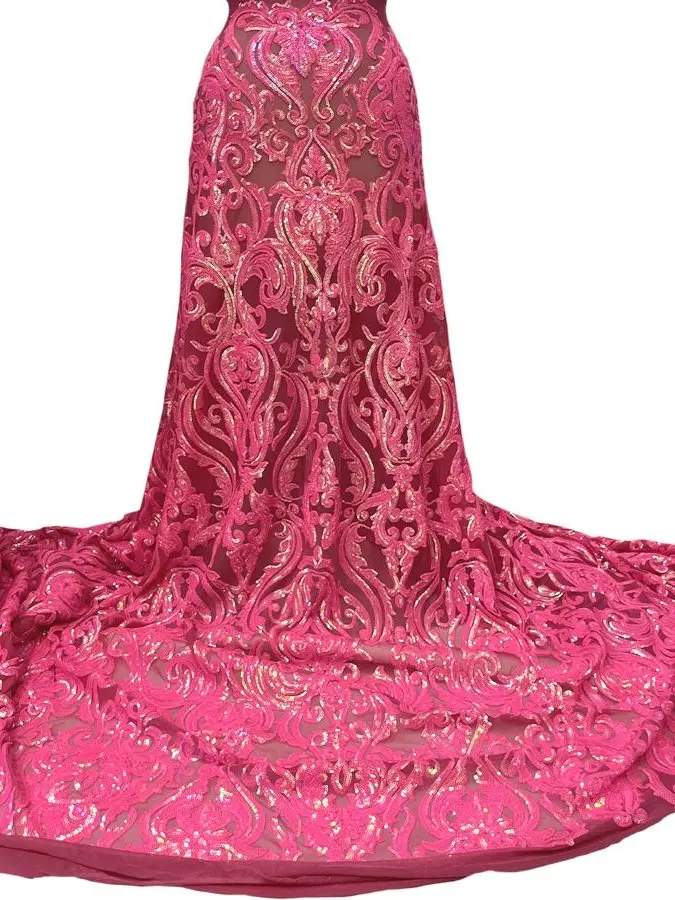 Sequin in Stretch Mesh/ Sequin Fabric For Prom Bridal Evening Grown Party Dresses/ Bright Color -Per Yard/ FREE Shipping