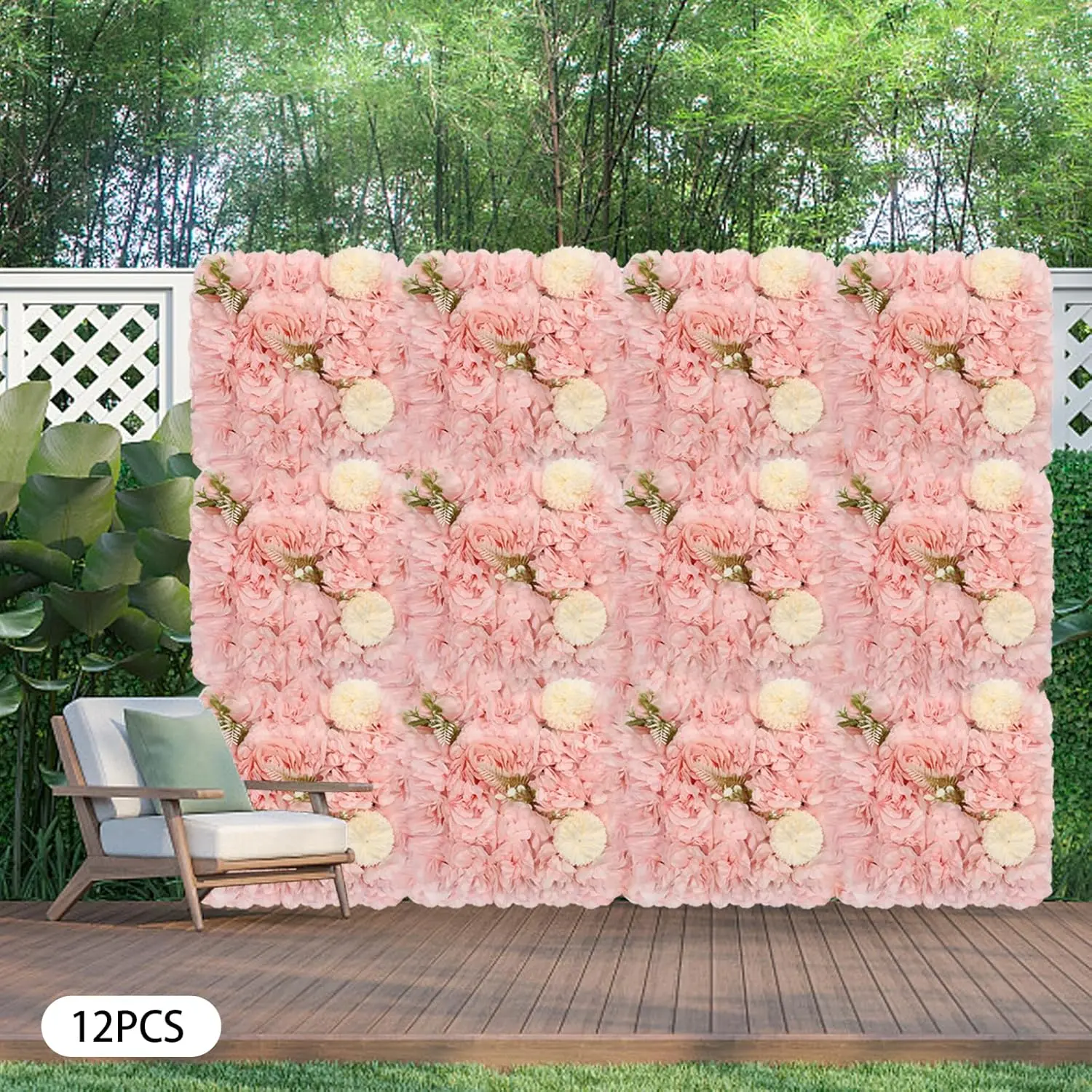 12Pcs Flower Wall Panel Artificial Flower Wall Backdrop Wedding Decor Flower Wall Decor Party Wedding Decor Bridal Shower Decor Baby Shower Decor 15x15in Banners Ornaments Pink