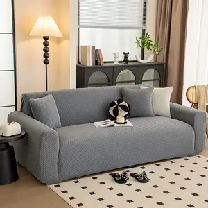 Four-season Universal Woven Texture Elastic All-inclusive Sofa Cover, Suitable for Straight Row Integrated Sofa, Thickened Durable Fabric, Simple Nordic Style, Easily Create a Warm Living Room Atmosphere, Perfect for Pet Families