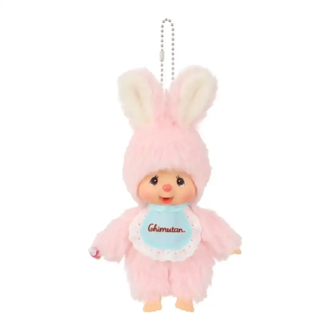 Monchhichi Chimutan Big-Head Bunny Plush Keychain, Collectible Fashion Costume Jewelry Accessory, Monchichi