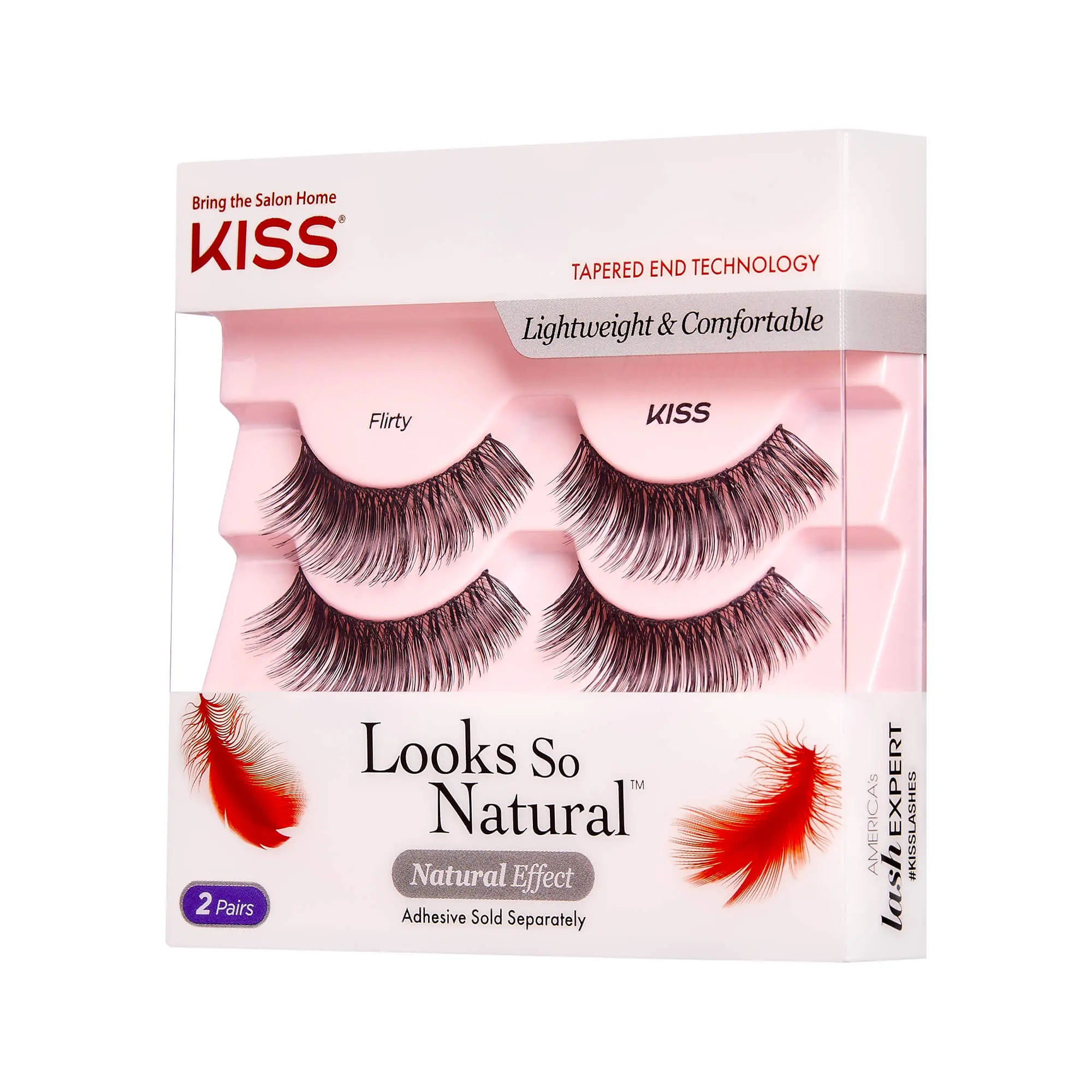 Kiss Looks So Natural False Eyelashes Double Pack - Flirty | 2 Pairs, Strip Lashes, 14mm