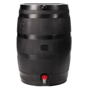 RTS Home Accents 50-Gal ECO Rain Barrel, 100% Recycled Plastic Construction, Flat-Back Rain Water Collection Container for Home Improvement & Garden Watering outdoorfun
