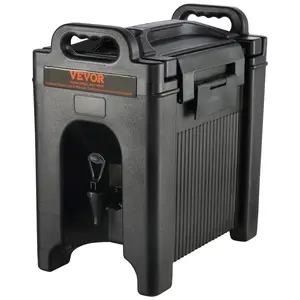 Father's Day Gift VEVOR Insulated Beverage Dispenser, 2.5 Gallon, Food-grade LDPE Hot and Cold Beverage Server, Thermal Drink Dispenser Cooler with 0.9 in PU Layer Two-Stage Faucet Handle, for Restaurant Drink Shop