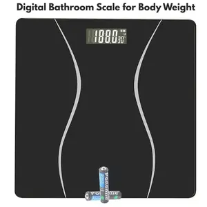 Digital Bathroom Scale for Body Weight – Black Body Scale, Weight Scale for Adults, Max 400lb/180kg, Dual Units LB/KG, Accurate Home Weighing