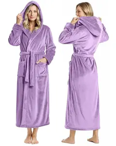 NY Threads Plush Fleece Women's Robe With Hood, Fluffy Bathrobe