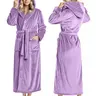 NY Threads Women's Buttery Soft Fluffy Flannel Fleece Long-Sleeve Hooded Body Wrap Bathrobe with Pockets - Adjustable Belt, Casual Loose-Fitting Long-Length Sleepwear & Loungewear, Size M, Check Size Chart for Proper Fit
