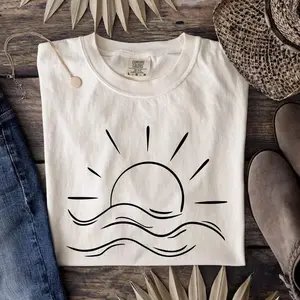 Comfort Colors Minimalist Sunset Ocean Shirt Simple Beach Graphic Tee Aesthetic Summer Shirt Comfort Colors