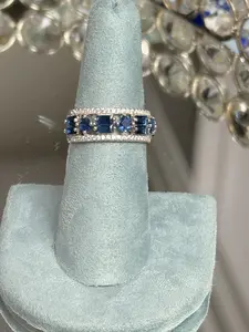 Multi-row Silver s925 Sapphire blue ring