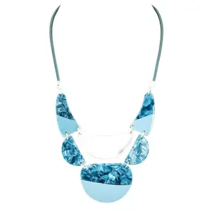 Mix Tone Resin Metal Bib Statement Necklace