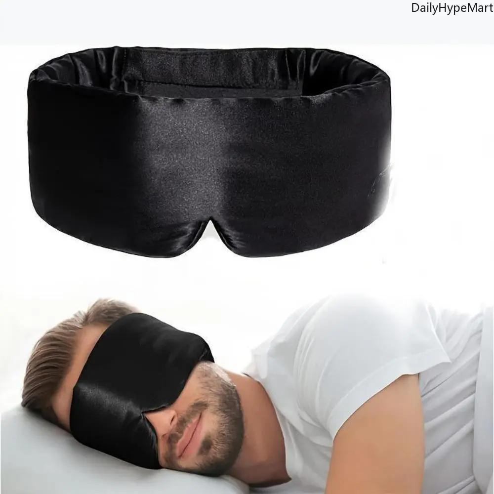 3D Weighted Blackout Soft Silk Sleeping Mask - Adjustable, Soothing, Cooling Eye Mask with Storage Bag for Home, Travel, Blackout Sleep Mask