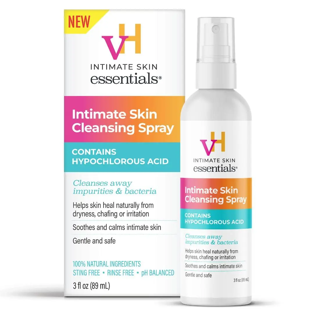 vH essentials Intimate Cleansing Spray with Hypochlorous Acid 3 fl oz – Gentle, pH-Balanced Feminine Cleanser for Odor Control, Freshness & Comfort – Alcohol-Free, Sting-Free