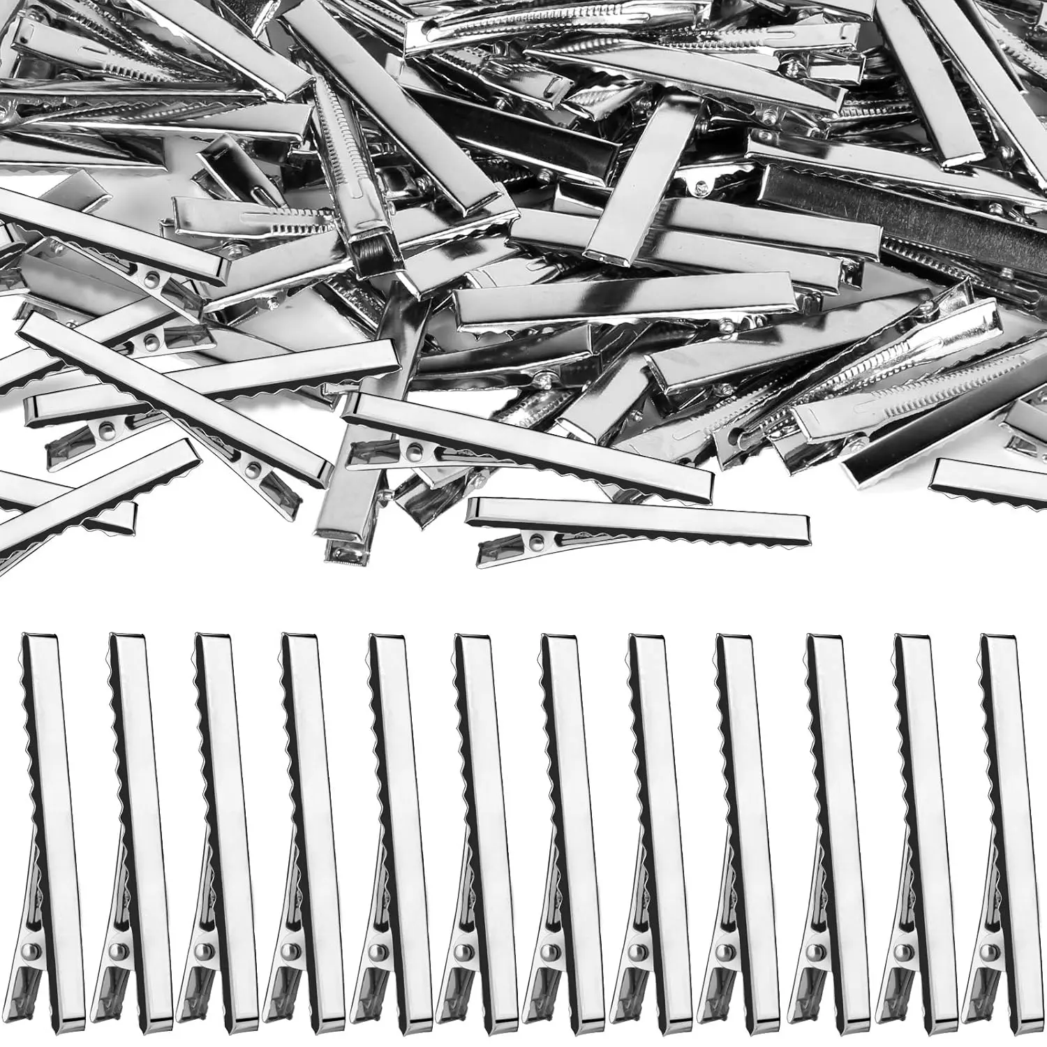 Alligator Hair Clips, 120pcs 2.17 Inch Silver Hair Clips Single Prong Flat Metal Hair Bow Alligator Clips for Bows Making Crafts(5.5cm)