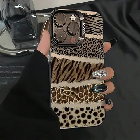 Luxury Leopard Print Tpu Phone Case for iPhone 11-16 Pro Max, Shockproof Full Protection, Perfect Gift for Women & Girls