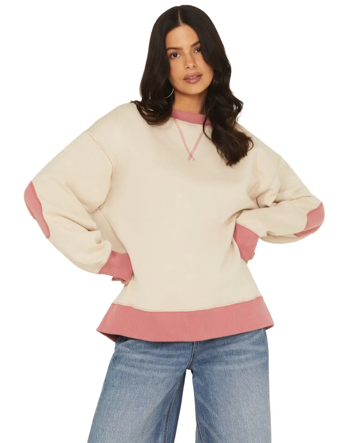 Cleo + Wolf Women's Women'S Colorblock Fleece Sweatshirt - Clfa25k3-Snd