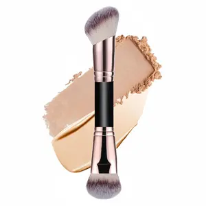 Dual-Ended Foundation & Contour Makeup Brush – Professional Kabuki Face Blending Brush for Liquid, Cream & Powder, Perfect Valentine’s Day Gift for Her