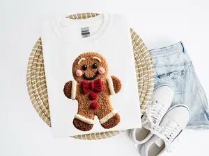 Gingerbread Man Crochet Look Shirt or Sweatshirt
