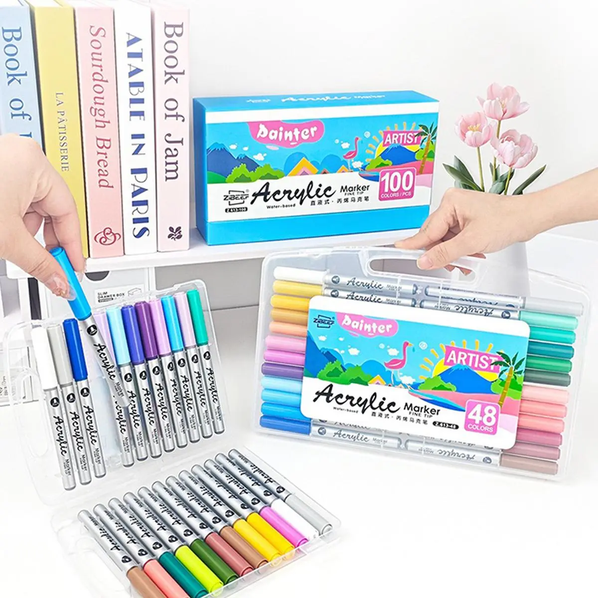 Marker Pen Set, 6/12/24/36/48 Colors Marker Pen, Professional Drawing Pen for Students, Art Supplies for Home School Office