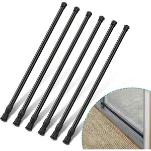 6 Pcs Window Security Bars, Adjustable Sliding Glass Door Bar Sliding Door Security Bar Window Safety Lock Bar with Rubber Tips for Children Home, Extends from 15.8-27.6 Inch, BlackQuesear