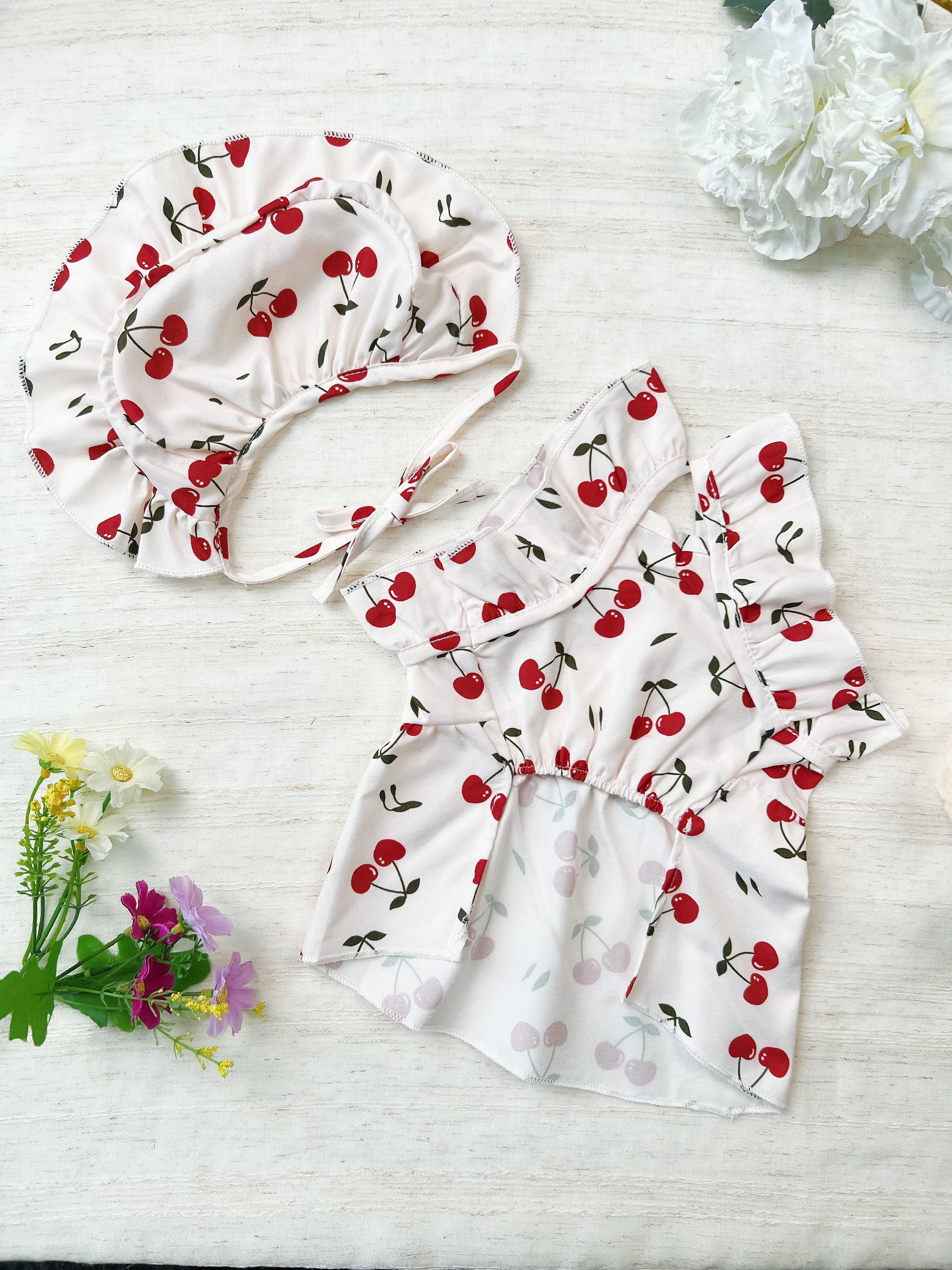 Pet Clothes Dog Cat Rabbit Princess Cherry Dress Pretty Comfortable Yorkshire Terrier Maltese Teddy Bichon Bear Pomeranian Bulldog For Wedding Anniversary Daily Use A0002