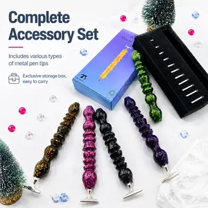 Luxurious glitter resin rhinestone pen | Ergonomic beaded grip, comfortable even during long-term handmade crafting