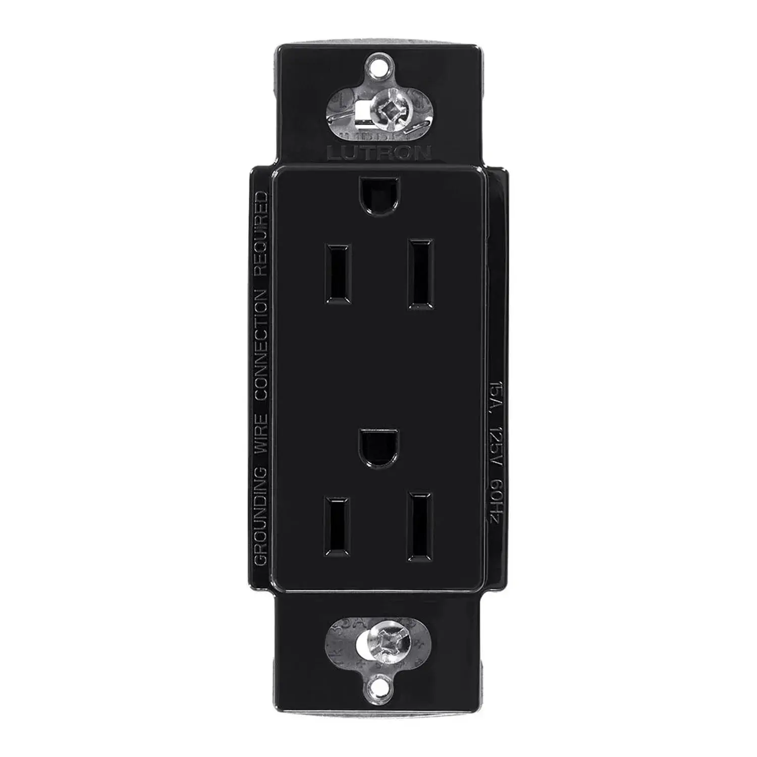 Lutron CAR-15-BL Claro 15A Duplex Outlet, Black