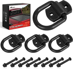 Nilight 4 PCS D Ring Tie Down Anchor 1/2" Heavy Duty Tie Down Rings with Screws Bolts on Trailer Truck Bed Cargo 12000 Lbs Break Strength Tie Down Anchors Hook Black