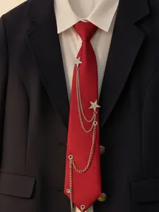 Pre-Tied Star Chain Tie, Tie Design, Adjustable Buckle for Various Neck Sizes, Comfortable and Fashionable, Perfect for Work, School, Parties, Gatherings
