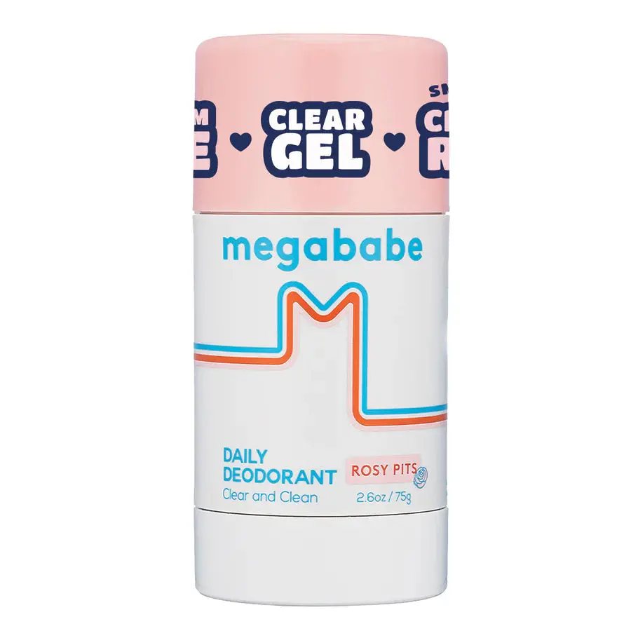 Megababe Daily Deodorant - Rosy Pits | 72 hour Odor Protection | Aluminum-Free, Clear & Clean | 2.6 oz Gentle Body Care