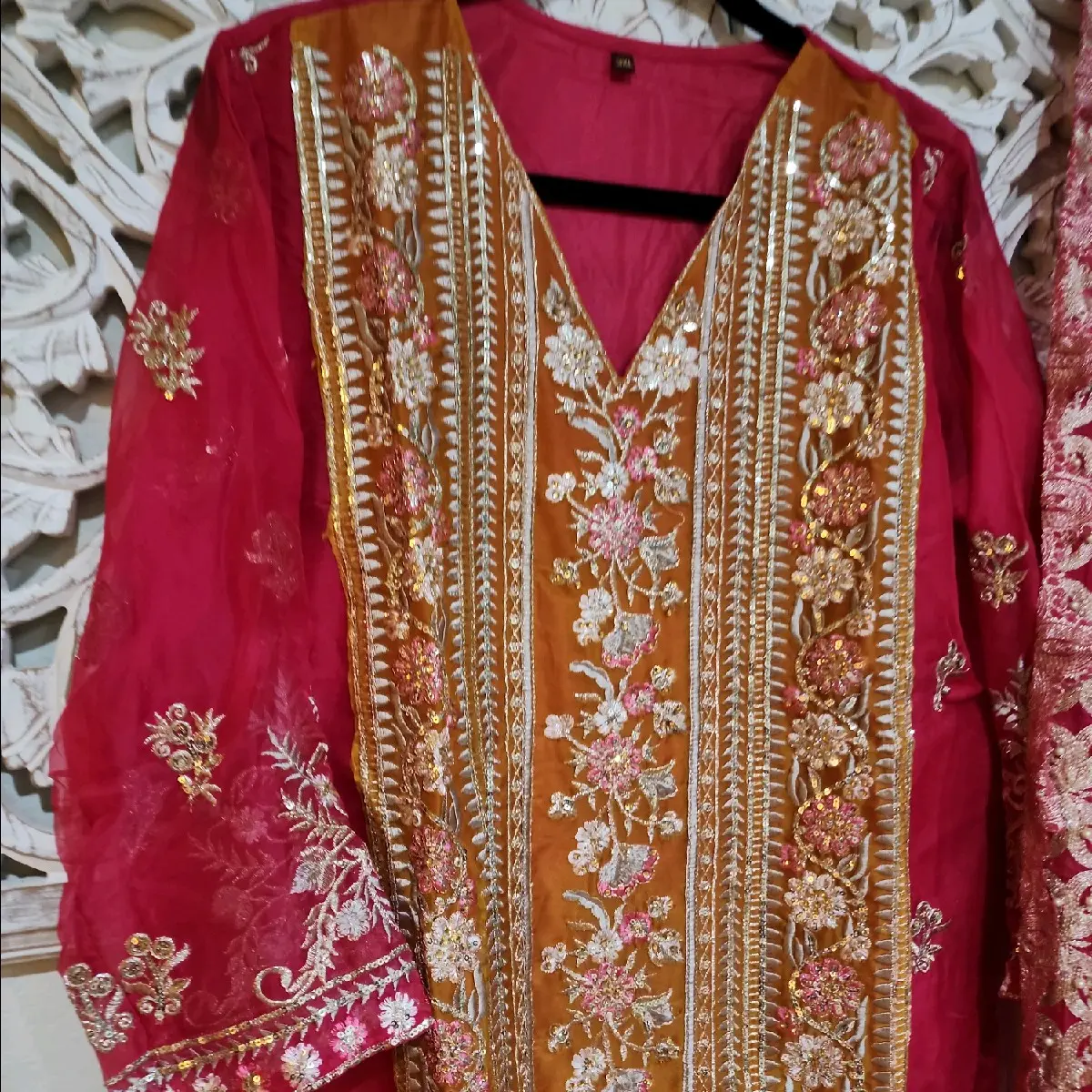 Pink & Mustard Pakistani Suit Set!