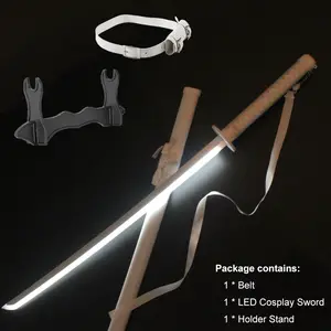 41 inches LED Light Bleach Sword Cosplay Sode no Shirayuki White with Belt & Holder Stand for Anime Cosplay Role Playing Props Collection Decoration Birthday Halloween Christmas Gift New Year