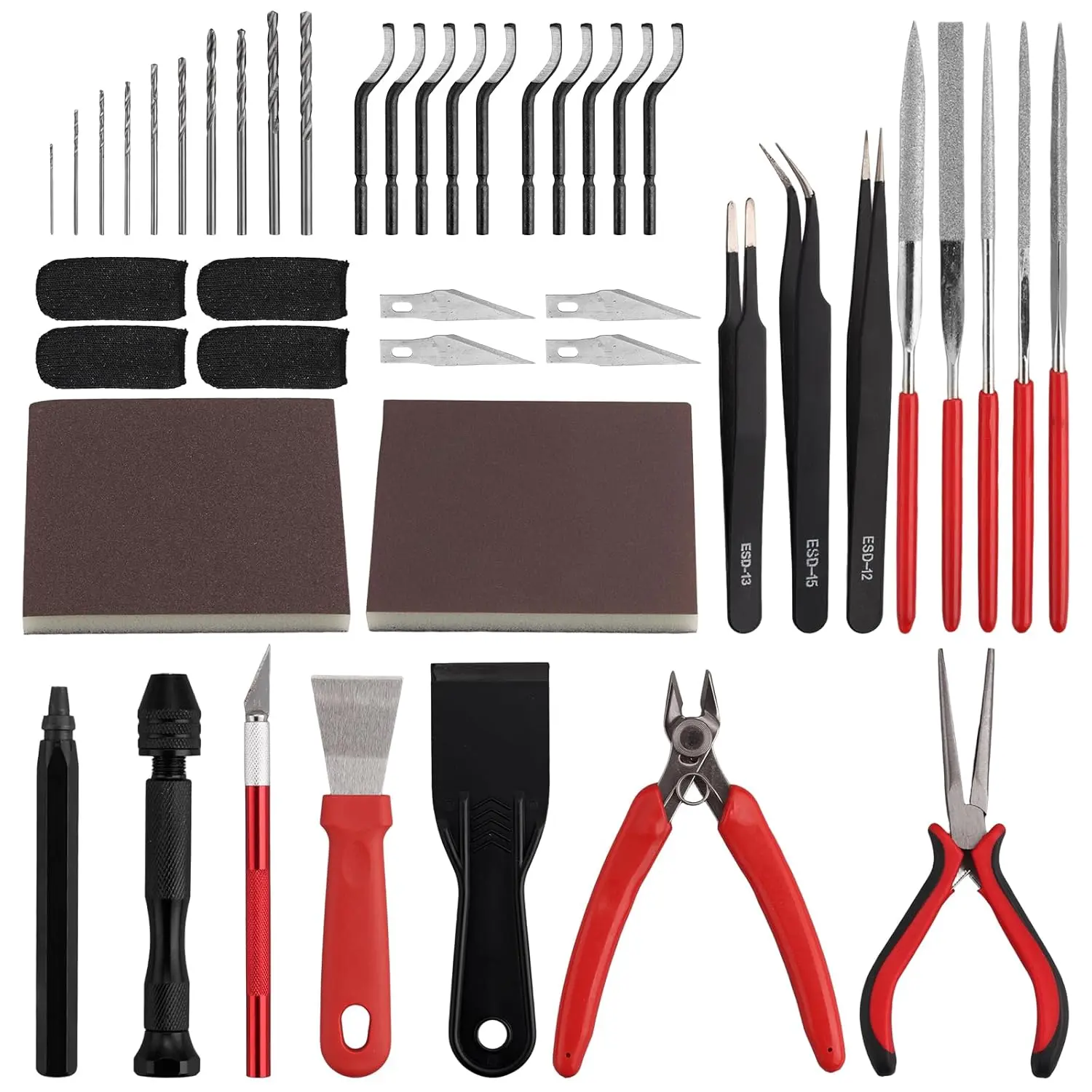 KAMTOP 46 PCS 3D Printer Tool Kit for Beginners, All-in-One 3D Printing Accessories for Support Removal, Deburring, Drilling, Scraping & Sanding, Starter Post-Processing Tools for FDM/SLA Prints